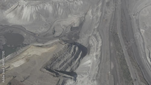 Drone view of open-cast coal mines at Gevra in Chhattisgarh, India. photo