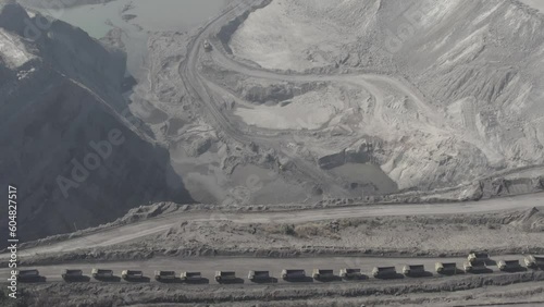 Drone view of open-cast coal mines at Gevra in Chhattisgarh, India. photo