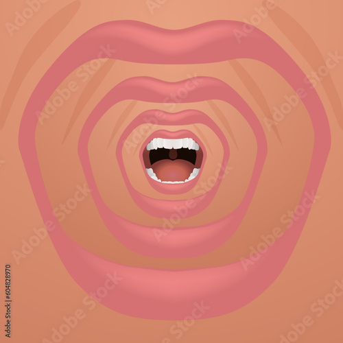 Concept du stress au travail et du burnout, avec une bouche qui crie pour exprimer une surcharge d’émotion.