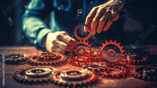 Man working with gears