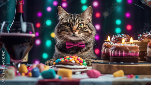 Kitten celebrating birthday by Ai Art