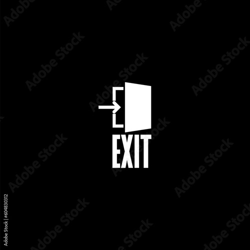  Exit icon isolated on black background 