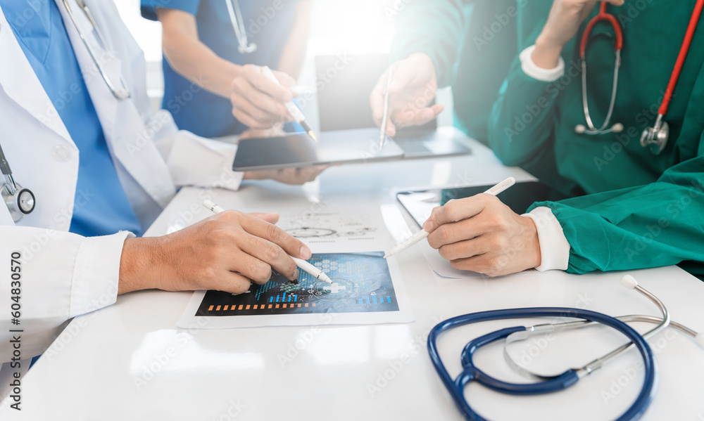 Medical Tech Network Team Meeting Concept Doctor hand working on smart phone, modern digital tablet, computer graphic interface, visual effects. Medical Tech Network Team Meeting Concept Doctor hand working on smart phone, modern digital tablet, computer graphic interface, visual effects.