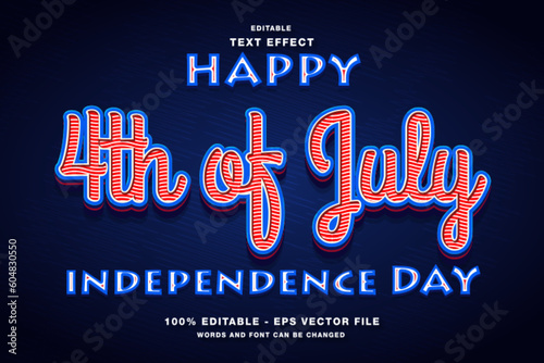 4th of July Independence Day 3D Editable Text Effect