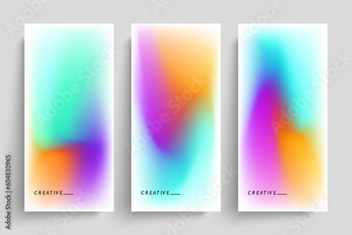 Set of blurred backgrounds with bright color gradients. Vibrant graphic templates collection for creative graphic design. Vector illustration.