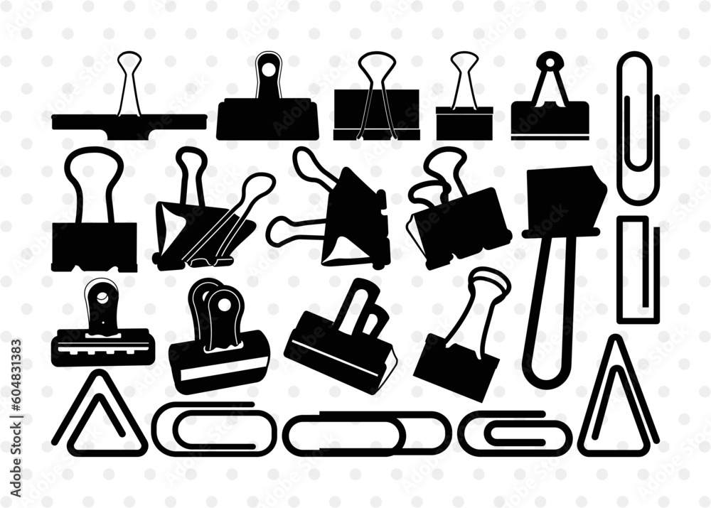 Binder Clip SVG Cut Files Binder Clip Silhouette School Supplies