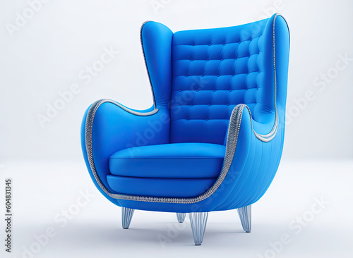 Comfortable blue armchair. Generative AI