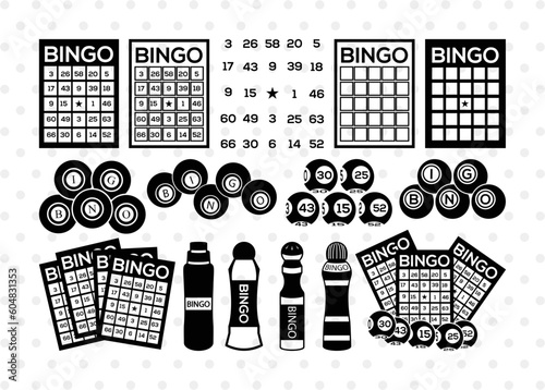 Bingo SVG Cut Files | Bingo Silhouette | Bingo Card Svg | Bingo Balls Svg | Bingo Dauber Svg | Numbers Svg | Basketball Set Bundle