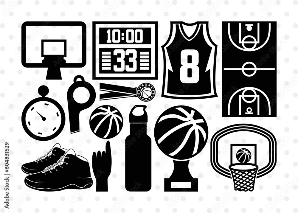 Basketball Set SVG Cut Files | Basketball Set Silhouette | Basketball