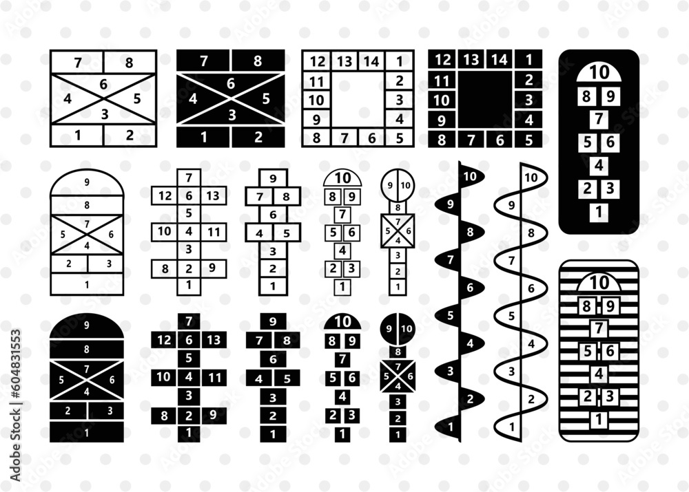 Hopscotch SVG Cut Files Hopscotch Silhouette Game Hopscotch Svg