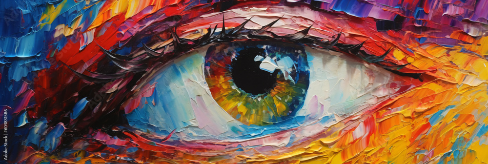 Fototapeta premium oil painting style illustration of close up human eye, generative ai