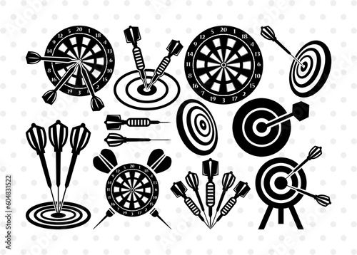 Dart SVG Cut Files | Dart Silhouette | Dartboard Svg | Target Svg | Shooting Target Svg | Dart Game Svg | Bubbles Bundle