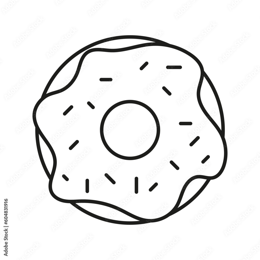 Isolated doodle Donut black and white. Outline vector illustration Icon sweets concept. Isolated doodle Donut black and white. Outline vector illustration Icon sweets concept.