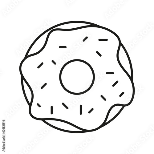 Isolated doodle Donut black and white. Outline vector illustration Icon sweets concept.