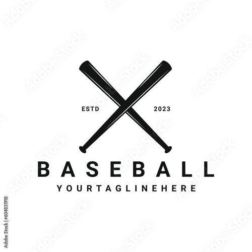 Vintage retro baseball club logo design with hipster drawing style