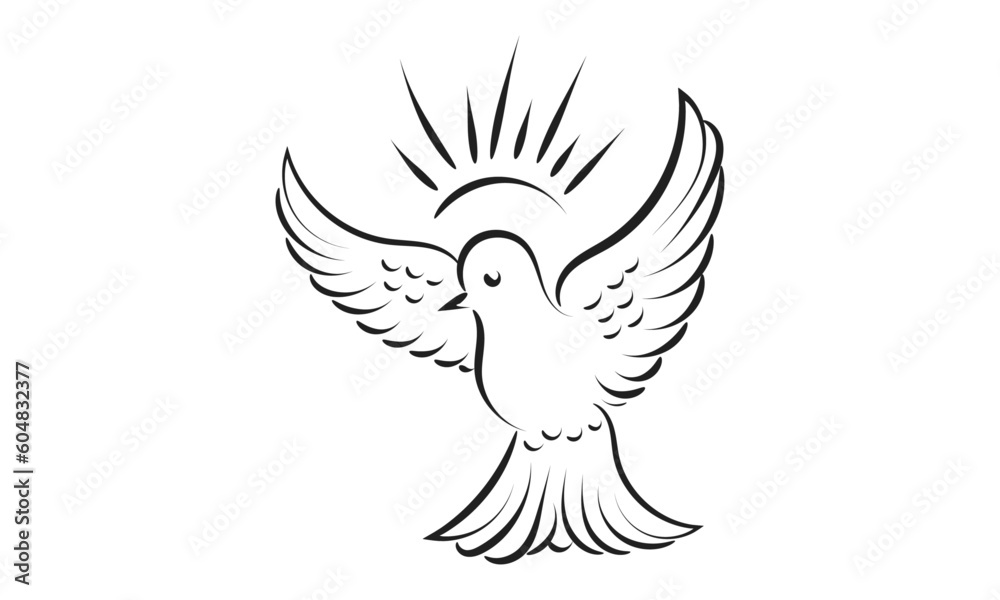Fototapeta premium Pentecost Sunday dove logo vector illustration for print or use as poster, card, flyer, tattoo or T Shirt