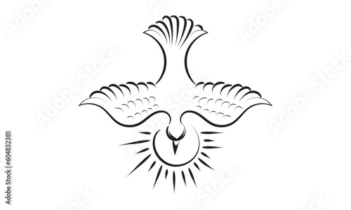 Pentecost Sunday dove logo vector illustration for print or use as poster, card, flyer, tattoo or T Shirt