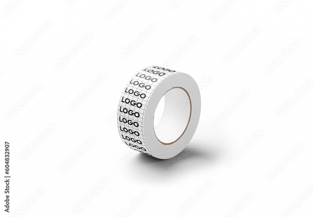 Mockup of customizable printed paper packing tape on its side available