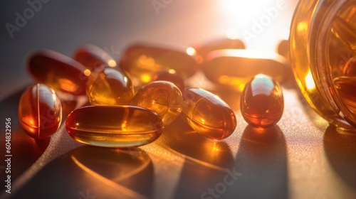 Vitamin D Supplement Capsules: High-Resolution Artistic Arrangement for Health and Wellness | Generative AI Illustration photo