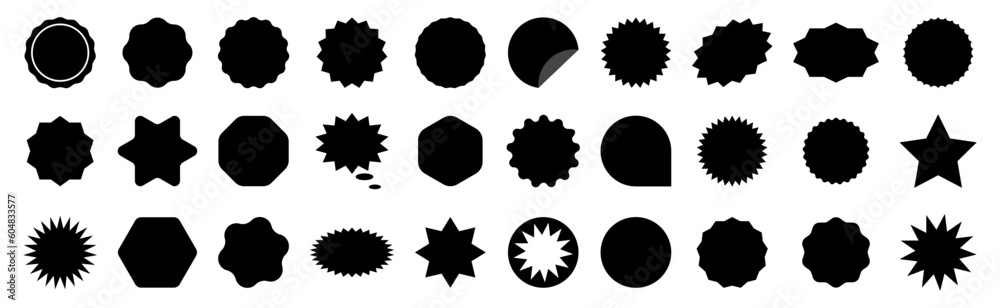 Set of sale sticker, price tag, starburst, quality mark. Sunburst badges. Design elements for sale sticker, price tag, quality mark, shopping labels. Special offer. Price stickers in star shapes