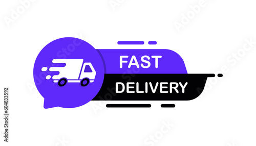 Fast delivery sticker design. Free shipping. Express service. Fast delivery, express shipping, urgent shipping services. Express delivery. Shipping fast. Delivery quick move. Vector illustration