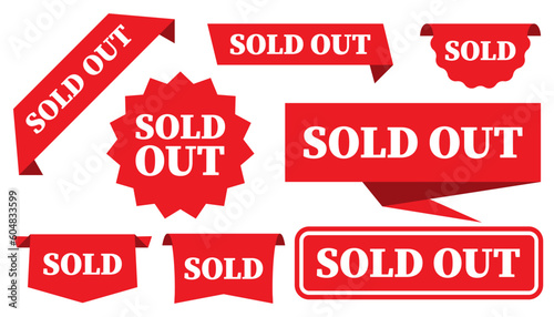 Sold Out label vector collection. Sold out square sticker banner. Sold out - grunge label. Sold out stamp. Vector illustration