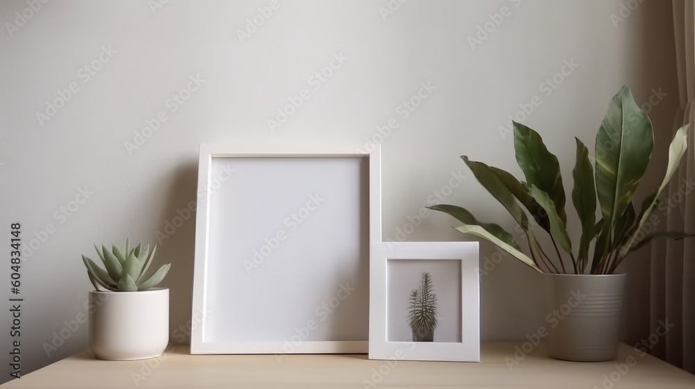Blank photo frame on table Blank photo frame on table