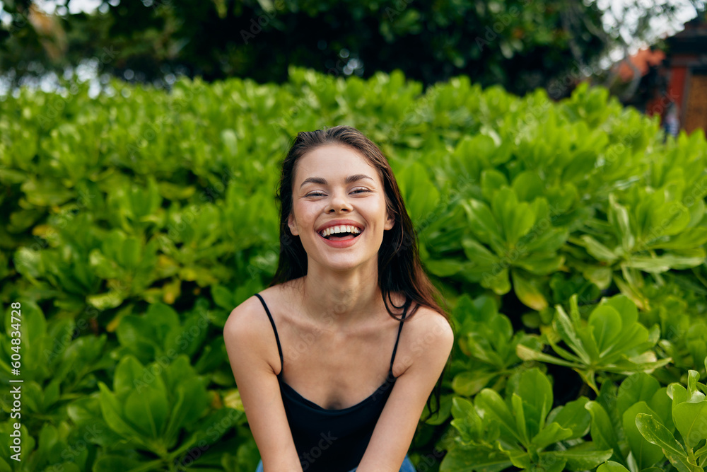 woman walk t-shirt park lifestyle summer beautiful relax nature smiling freedom woman walk t-shirt park lifestyle summer beautiful relax nature smiling freedom