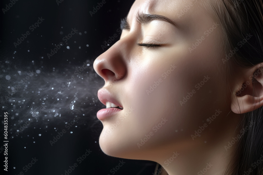 Fototapeta premium woman sneezes, Generative AI
