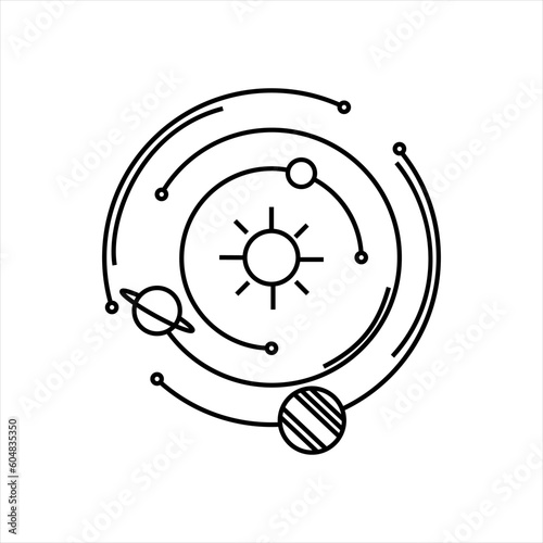 Solar system vector icon and illustration. The planets revolve around the star. Galaxy simple icon