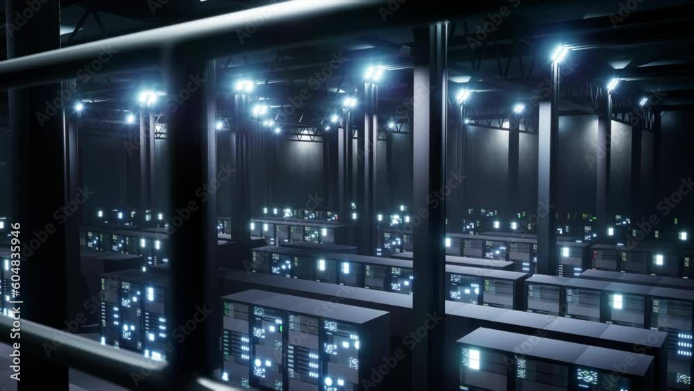 Modern data center with server racks used for cloud computing concept ...