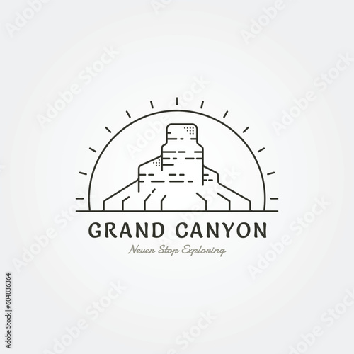 line art grand canyon vector illustration design, cliff minimal logo design