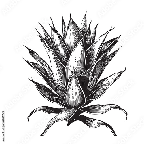 Aloe plant hand drawn sketch in doodle style illustration