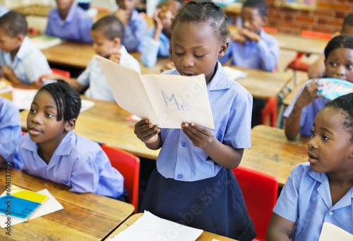 Student reading aloud in class