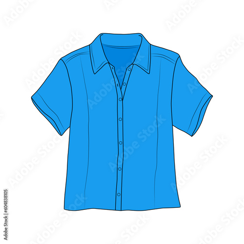 Blue shirt sketch illustration on white background
