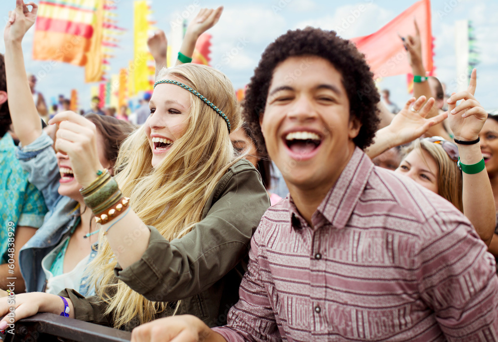 Fototapeta premium Fans cheering at music festival