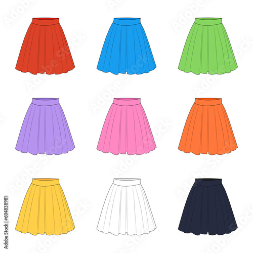 Color skirts set illustration on white background