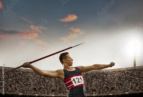 Εκτύπωση καμβά Track and field athlete throwing javelin