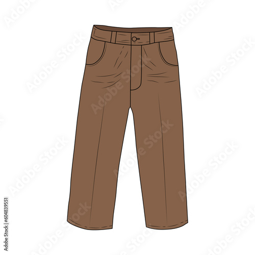Brown pants sketch illustration on white background