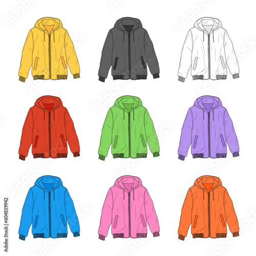 Color jackets set illustration on white background