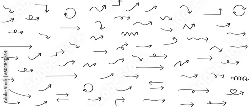 かわいい手書きの矢印セット　   Hand drawn cute vector arrows set