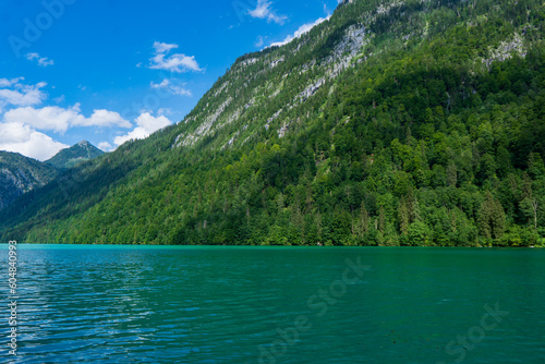 Obersee lake amidst green hills at Eifel National Park- Germany