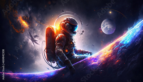 an epic astronaut in space, scifi artwork, generative ai technology