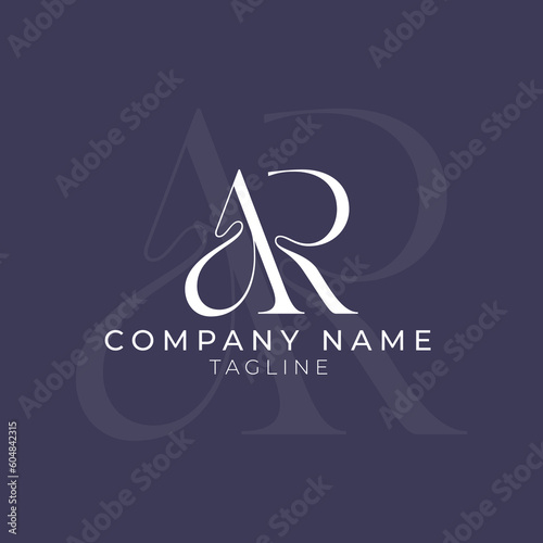 AR letter logo design on luxury background