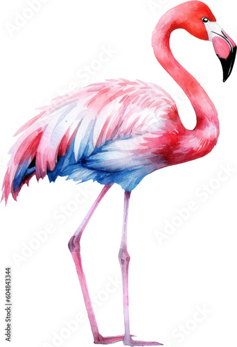 Flamingo bird watercolor illustration. Generative AI