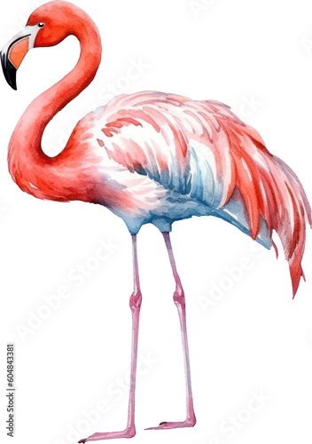 Flamingo bird watercolor illustration. Generative AI
