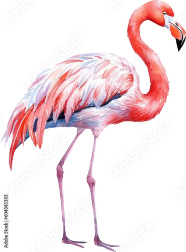 Flamingo bird watercolor illustration. Generative AI © ABC Vector