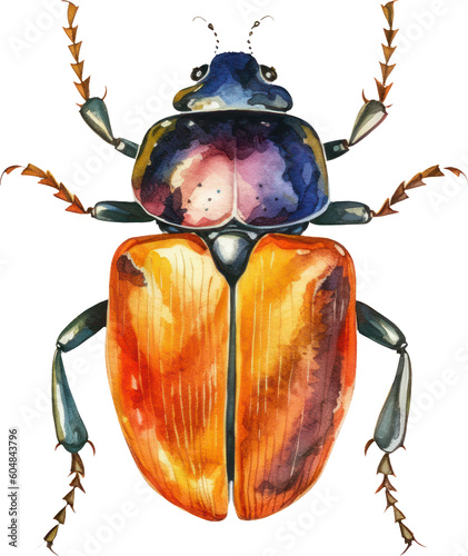 Beetle Watercolor Illustration. Generative AI