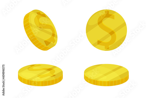 coin illustration set, coins are carefully drawn, showing their unique design with highlights , currency.   