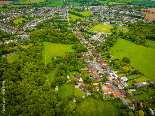 Aerial view of Theydon Bois village in Epping park in Essex, England photo